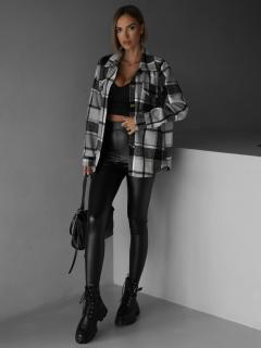 Čiernošedá kockovaná oversize košeľa STYLOS Veľkosť: ONESIZE