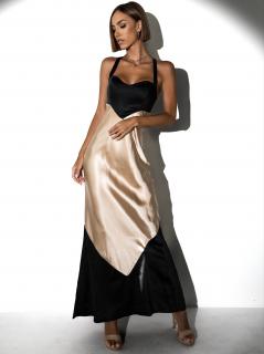 Čiernozlaté večerné elegantné šaty ITACHI Veľkosť: L