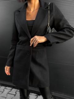 Čierny elegantný flaušový kabát NOAM Veľkosť: ONESIZE