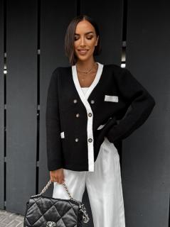 Čierny elegantný sveter LOUKET s gombíkmi Veľkosť: ONESIZE