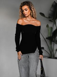 Čierny rebrovaný top RUMINA Veľkosť: ONESIZE