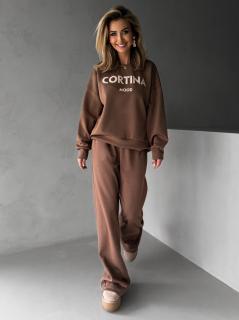Hnedá pohodlná mikina DRITON s nápisom cortina Veľkosť: ONESIZE