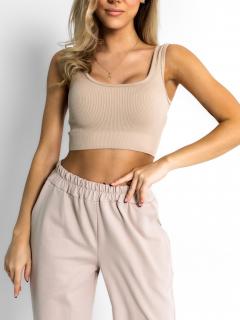 Hnedý basic rebrovaný športový top ROJELIO Veľkosť: M/L