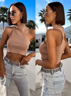 Hnedý elegantný crop top COMPAL Veľkosť: ONESIZE