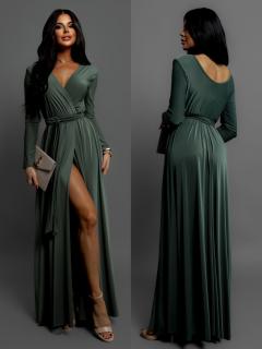 Khaki dlhé elegantné šaty JOELLIAN Veľkosť: ONESIZE