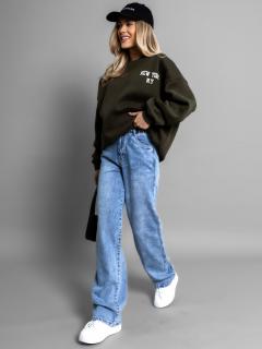 Khaki oversized mikina SHINGO 95% bavlna Veľkosť: ONESIZE