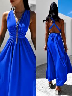 Kráľovsky modré elegantné šaty BEATRICE s viazaním Veľkosť: ONESIZE