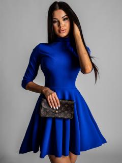 Kráľovsky modré elegantné šaty GROUND s dlhým rukávom