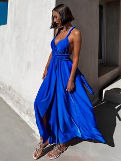 Kráľovsky modré elegantné šaty KATIE s viazaním