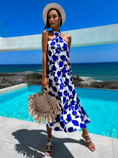 Kráľovsky modré elegantné šaty LAMARKE so vzormi Veľkosť: ONESIZE