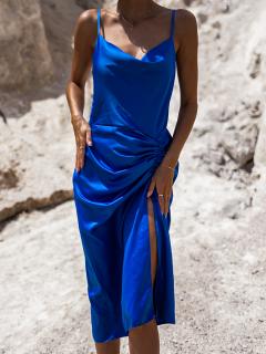 Kráľovsky modré elegantné šaty STELLAR s riasením