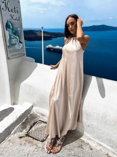 Krémové lesklé elegantné šaty CORALLINE