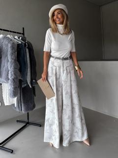Krémové široké wide leg nohavice HAJNAL Veľkosť: L