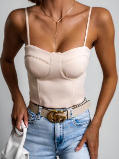 Krémový elegantný crop top TOPAZ