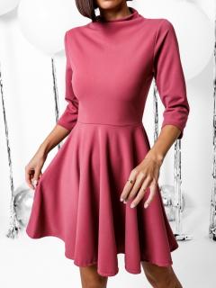 Malinové elegantné šaty GROUND s dlhým rukávom Veľkosť: ONESIZE