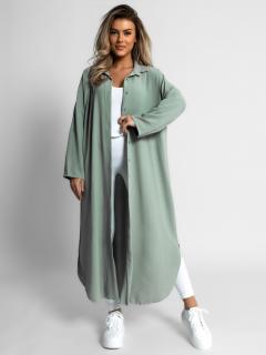 Mentolové basic dlhé košeľové šaty NESSY Veľkosť: ONESIZE