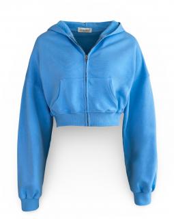 Modrá crop bavlnená krátka mikina JANEIRO na zips Veľkosť: ONESIZE