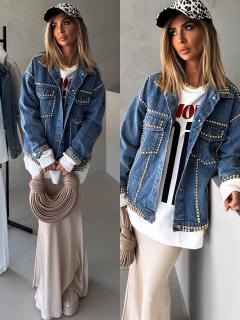Modrá džínsová oversize bunda IRMINA Veľkosť: ONESIZE