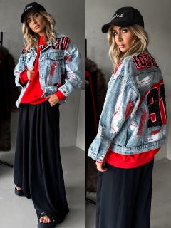 Modrá džínsová oversize bunda LOCIKA Veľkosť: ONESIZE