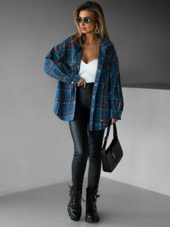 Modrá kockovaná oversize košeľa LONELA Veľkosť: ONESIZE