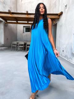 Modré dlhé elegantné šaty WIRELESS