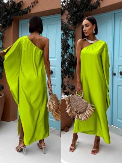 Neon zelené elegantné šaty HUDIESI cez rameno Veľkosť: ONESIZE