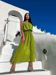 Olivové dlhé elegantné šaty NAVEL na jedno rameno Veľkosť: ONESIZE