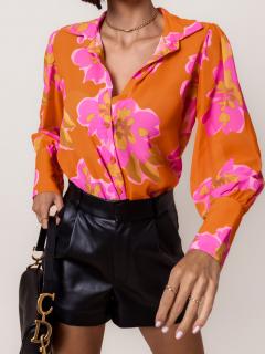 Oranžová elegantná košeľa MENSA s kvetinovým vzorom Veľkosť: ONESIZE