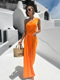 Oranžové elegantné asymetrické šaty DIETER Veľkosť: ONESIZE