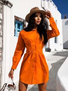 Oranžové košeľové šaty SIERRA na gombíky Veľkosť: ONESIZE