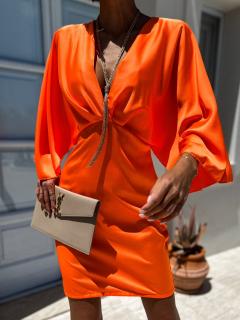 Oranžové lesklé elegantné šaty WINIFRED Veľkosť: ONESIZE