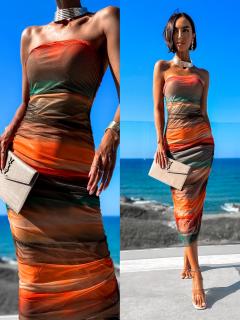 Oranžovozelené elegantné šaty STINY Veľkosť: ONESIZE