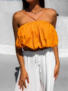 Oranžový riasený crop top MONTEREY