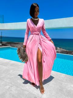 Ružové dlhé elegantné šaty JOELLIAN Veľkosť: ONESIZE