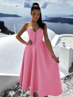 Ružové elegantné dlhé šaty ZUZALI Veľkosť: ONESIZE