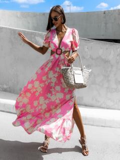 Ružové elegantné šaty CYPREY so vzormi
