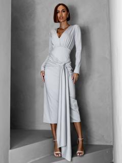 Šedé dlhé elegantné šaty AUTIS so zaväzovaním Veľkosť: ONESIZE