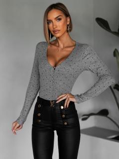 Šedé trblietavé body KETON s výstrihom Veľkosť: ONESIZE