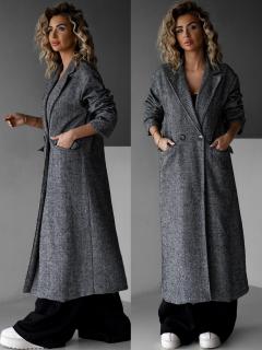 Šedý dlhý oversize elegantný kabát PRENIA Veľkosť: ONESIZE