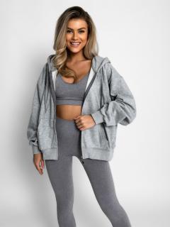 Sivá basic bavlnená mikina s kapucňou OUTUBRO na zips Veľkosť: ONESIZE