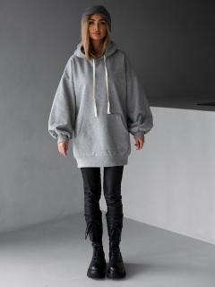 Sivá basic oversize mikina CRUZY s kapucňou Veľkosť: ONESIZE