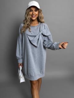 Sivá oversized mikina BONTRIX s mašľou Veľkosť: ONESIZE