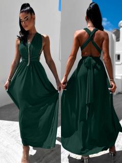 Smaragdové elegantné šaty BEATRICE s viazaním Veľkosť: ONESIZE