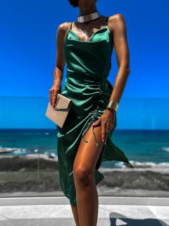 Smaragdové elegantné šaty STELLAR s riasením Veľkosť: ONESIZE