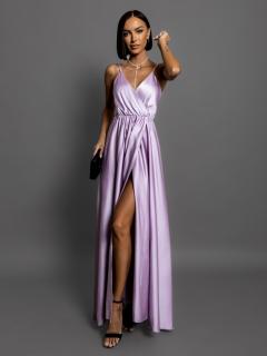 Svetlo fialové dlhé saténové šaty PERFECTLY Veľkosť: ONESIZE