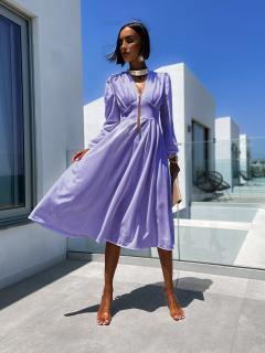 Svetlo fialové elegantné šaty PHINANEY s dlhým rukávom Veľkosť: ONESIZE