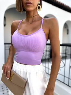 Svetlo fialový elastický crop top NALISA s vypchávkami Veľkosť: ONESIZE