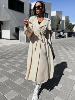 Svetlo hnedý elegantný kabátik BENDYE na zaväzovanie Veľkosť: ONESIZE