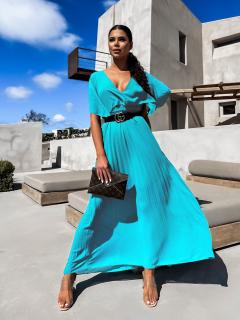 Svetlo tyrkysové elegantné šaty PARFOMELLE s výstrihom do V Veľkosť: ONESIZE