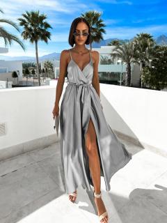 Svetlosivé elegantné dlhé šaty FAIRYTALE Veľkosť: ONESIZE